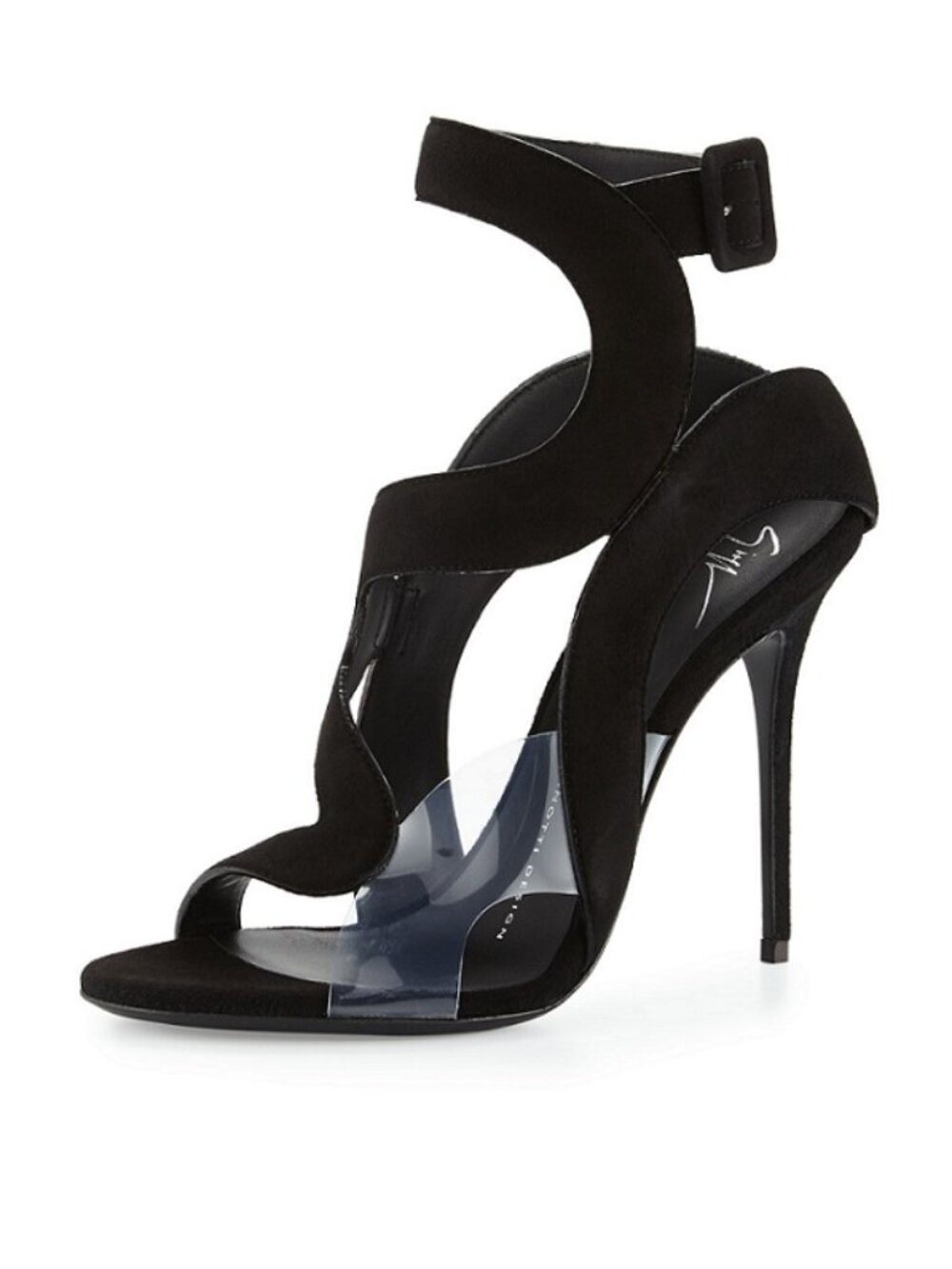 Giuseppe Zanotti Mistico Wavy Suede/PVC Sandal, Black